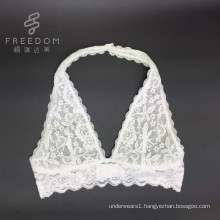 Bra factory wholesale and customize size color fabric hot sale high quality lace plunge halter bralette, sexy fancy bra panty se